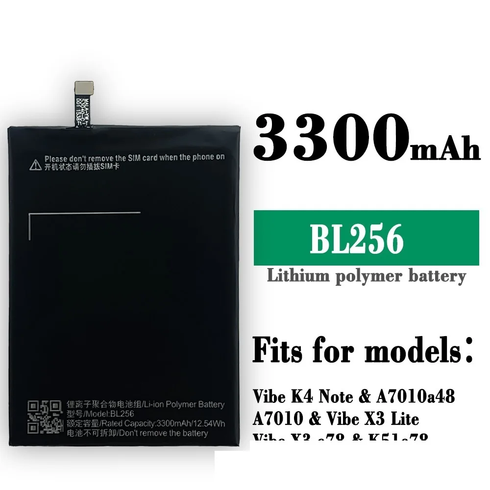 

BL256 100% Orginal Li-ion Battery For Lenovo Lemon K4 Note K4note X3 Lite K51c78 A7010 Smart 3300Mah Mobile Phone Latest Bateria