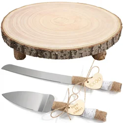 Wedding Cake Display Table, Cake Knife Set，Cheese Board,Solid Wood Dessert table, Wooden Single Layer Flower Pot Stand