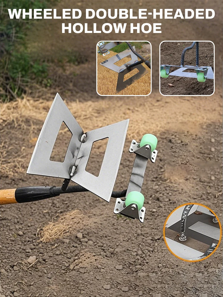 

Manual Push Weeding Head Dual-Head Wheeled Hoe,Manganese steel Weeder,Garden Hoe,Dual Use For Weeding And Loosening Soil