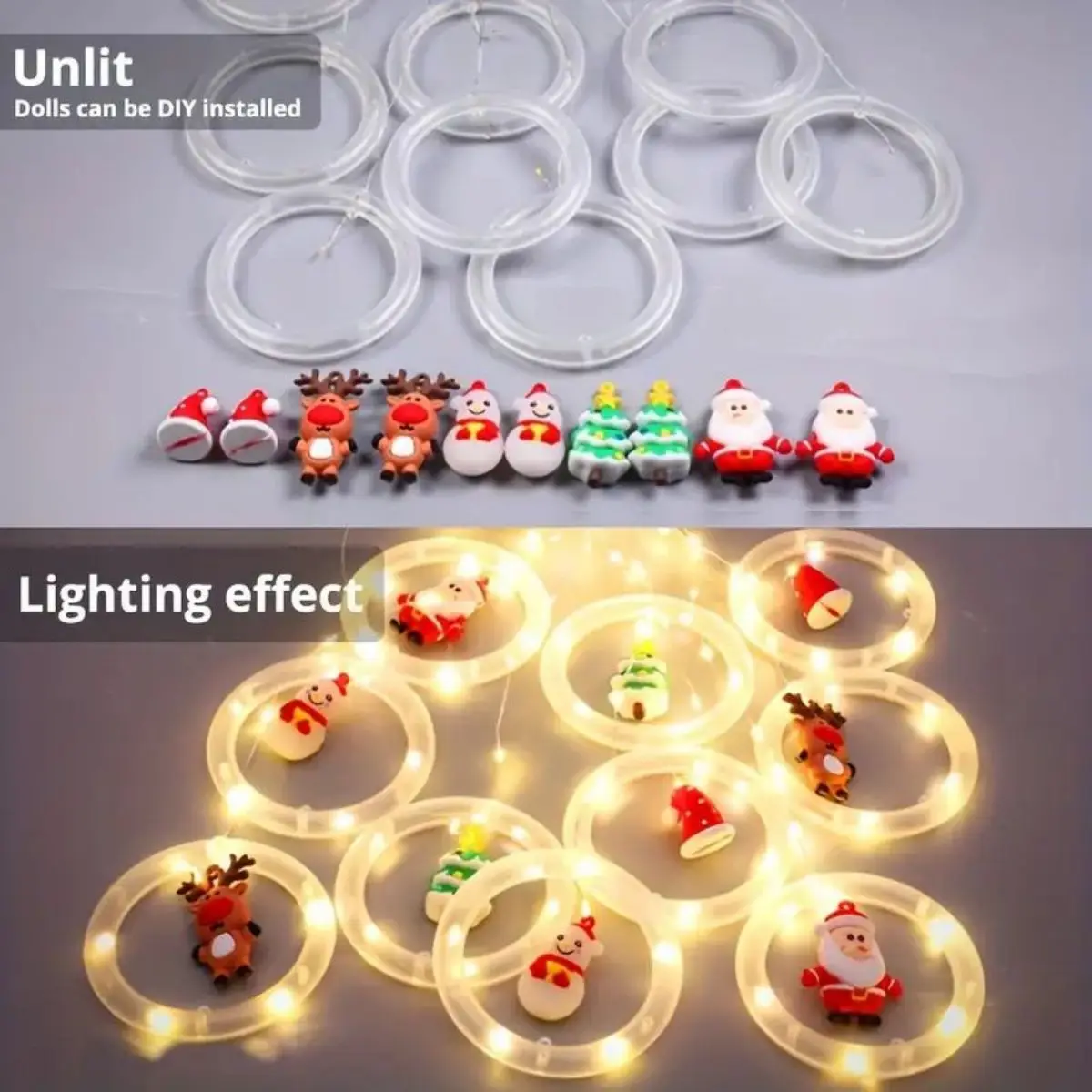 Christmas Ring Curtain Light Leather Thread Creative Pendant LED Light String Holiday Bedroom Atmosphere Christmas Curtain Light