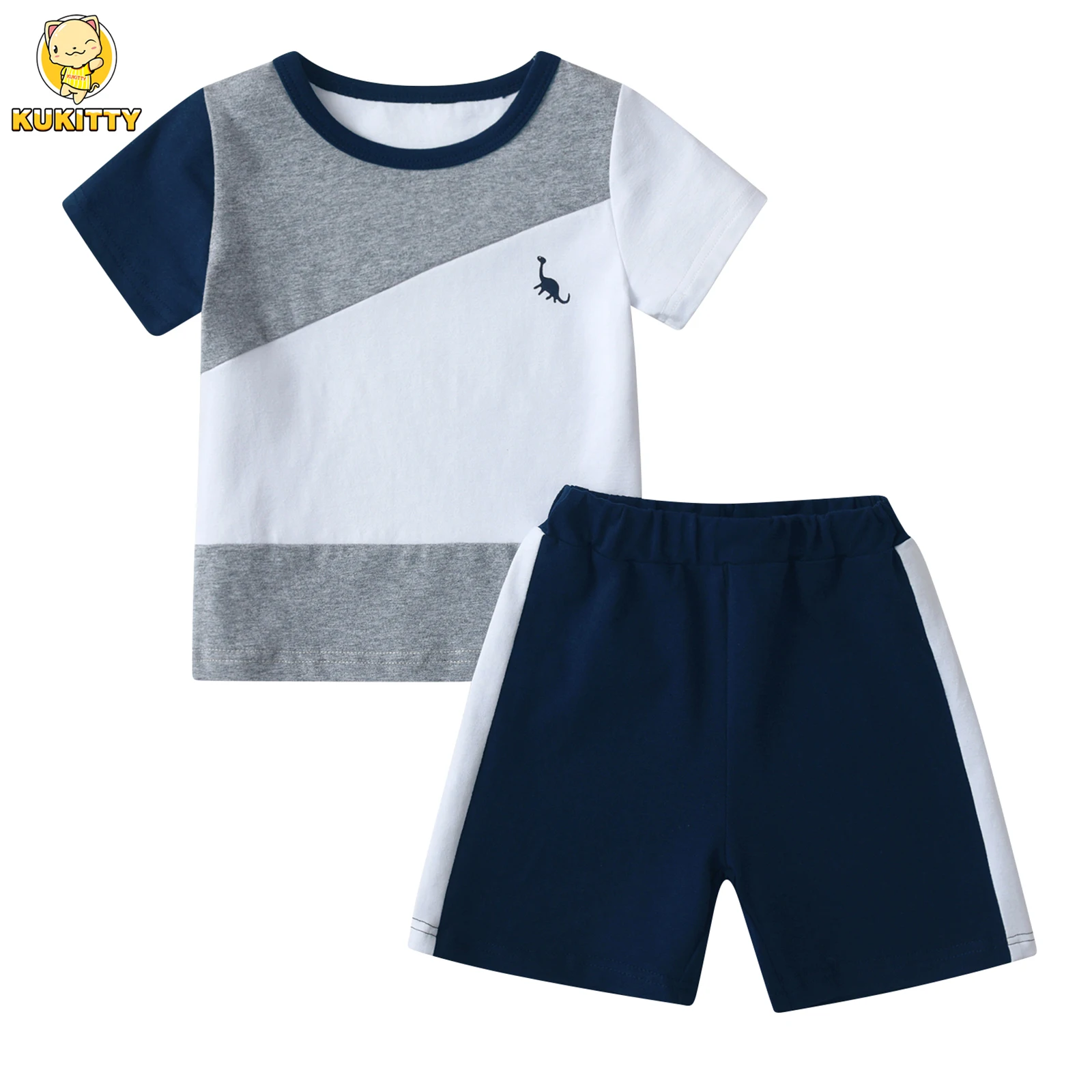 Casual Toddler Baby Boy Summer Clothes Set New Patchwork Short Sleeve O-neck T-shirt Top with Short Pants 2pcs Kids Outfits