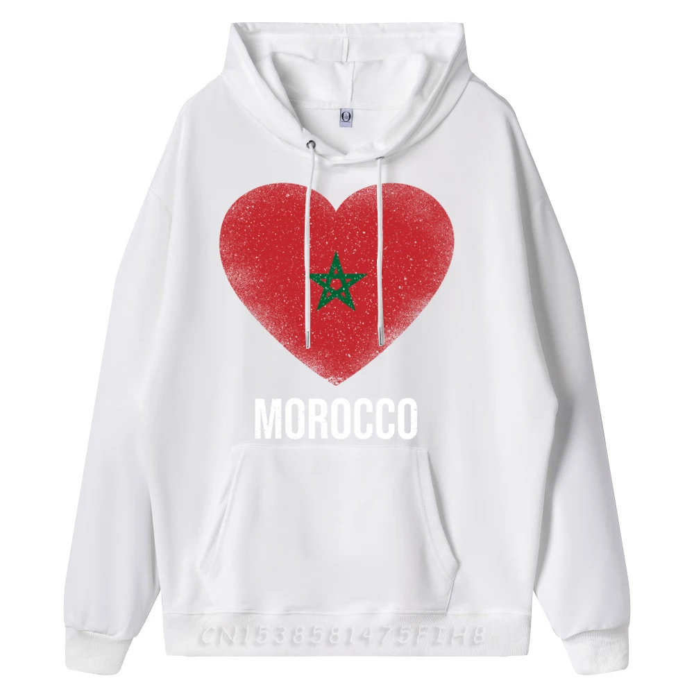 Cute Vintage Morocco Flag Heart Hoodies Graphic Crew Neck Normal Long Sleeve Mens Hoodies Summer Coats