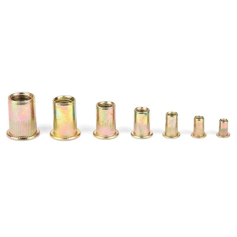 โปรโมชั่น! 150 ชิ้น M3-M12 Rivet Nuts แบนหัวเกลียว Nut Rivet หมวกเกลียว Nut ชุดกล่องพลาสติก