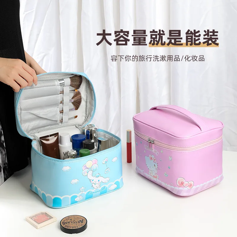 Hello Kitty Cosmetic Bag High-capacity Sanrio Cartoon Storage Bag PU Waterproof  Wash Case Kuromi Make Up Pouch Multi-function