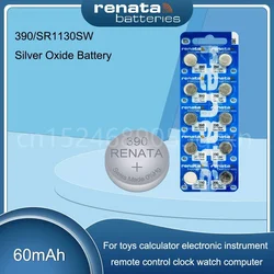 100% Original Renata 390 SR1130SW 1.55V Silver Oxide Batteria for Watch Calculator Remote Control AG10 389 LR54 LR1131 Battery