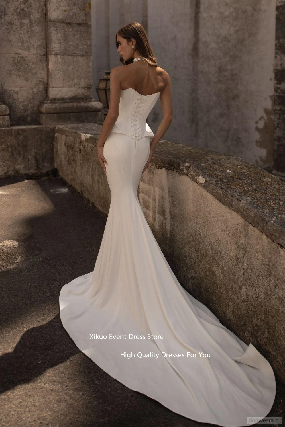 Xikuo moderno puff mangas vestido de casamento civil até o chão vestidos de noche querida sereia robes de cocktail personalizado