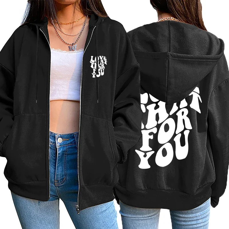 

Love THAT FOR YOU Womens Coat Printing High Quality Versatile Loose Zipper Tops Sports Hoodie Casual Street Woman Clothing 2025