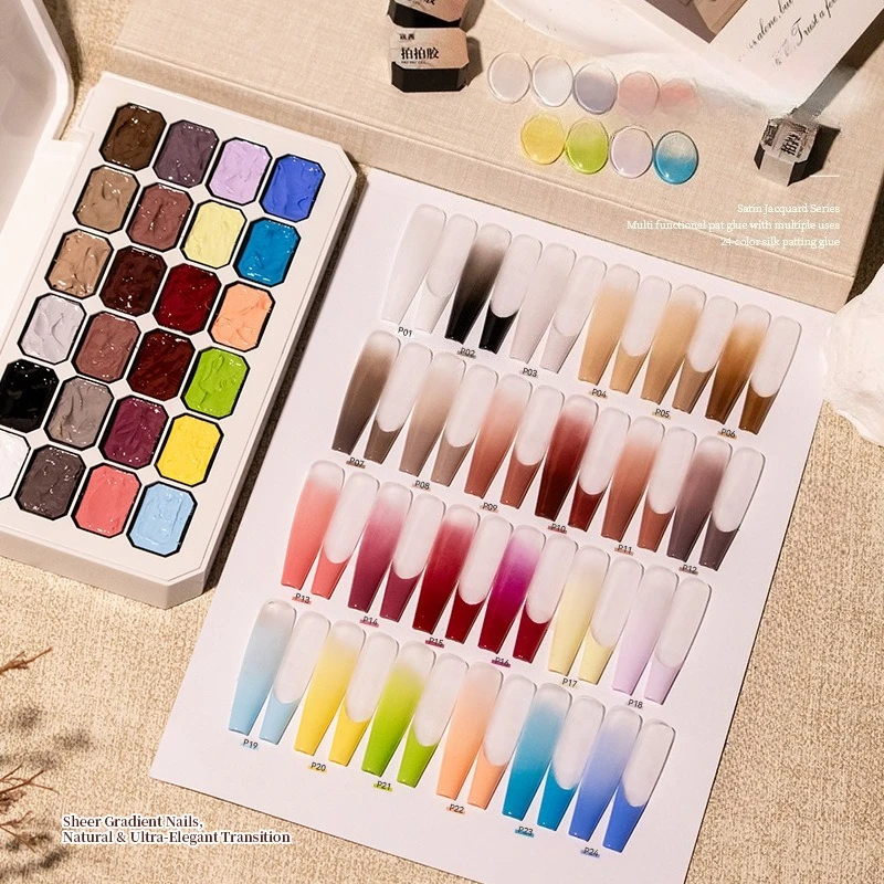 

TPO HEMA FREE 24 Grid Brown Pink Patting Gel Nail Polish UV LED Soak Off Gel Varnish Blooming Gradient Painting Gel Lacquer