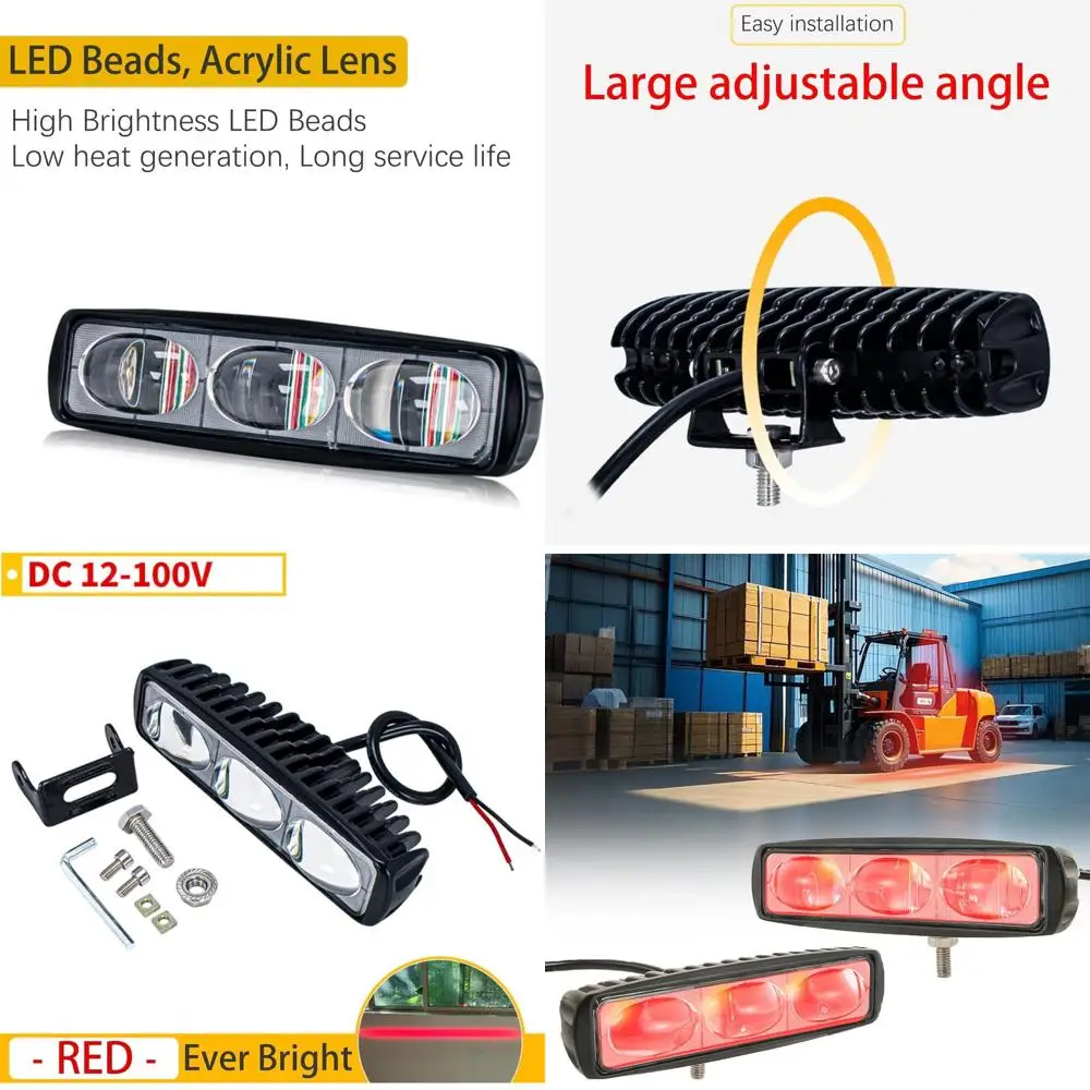 

Двойные красные светодиодные фонари безопасности для вилочных погрузчиков высокой яркости, 30 Вт, 12–100 В, регулируемый луч, простая установка для автофургонов и промышленных транспортных средств