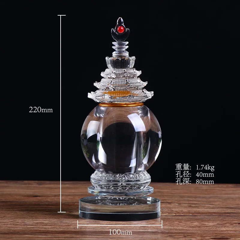 Offer large white crystal stupa, small ornament.