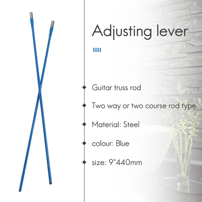 Truss Rod per chitarra tipo asta bidirezionale da 2 pezzi in acciaio 9 x 440 mm Blu-ABFB