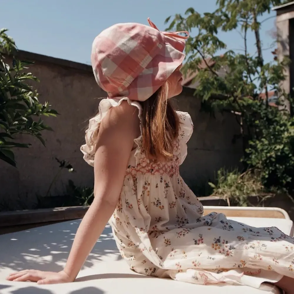 Chapéu infantil primavera e verão fino feminino bebê pescador chapéu 2025 novo verão guarda-sol chapéu para meninas chapéu xadrez