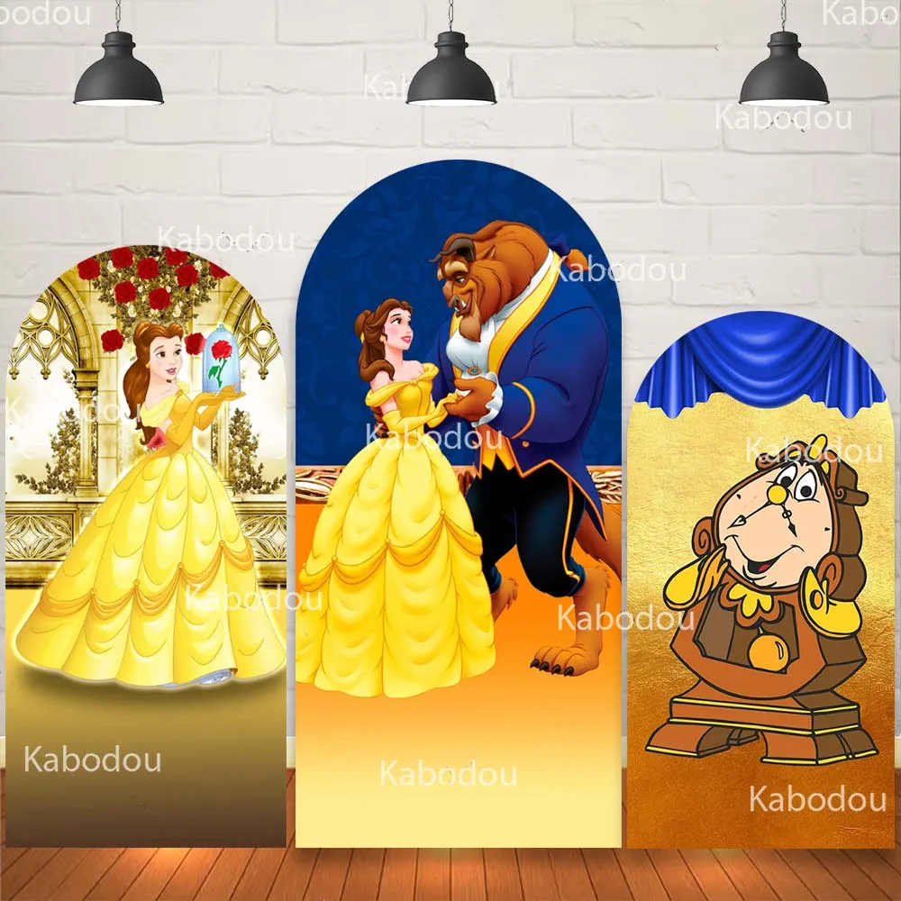الجمال والوحش قوس خلفية غطاء حفلة عيد ميلاد الأميرة حسناء الديكور استحمام الطفل التصوير خلفية استوديو الدعامة