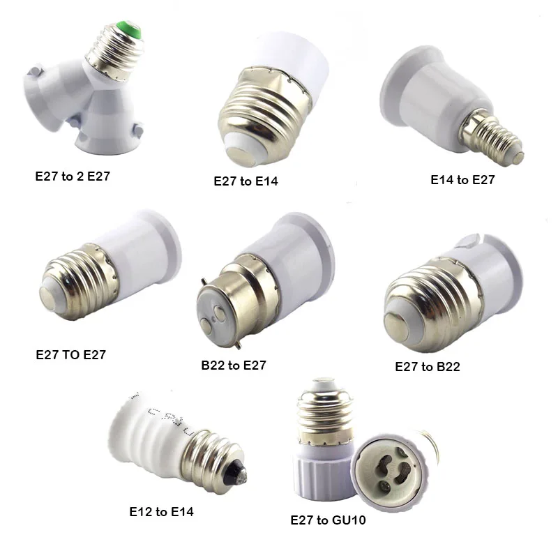 High Quality LED Bulb Base Conversion Lamp E27 E14 GU10 B22 Holder Converter Socket Adapter Fireproof Material For Bulbs Light