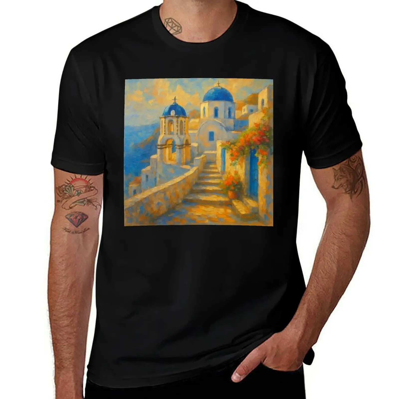 

Golden Hour in Santorini T-Shirt sports fans Short sleeve tee funny meme t-shirts vintage anime shirt Men's t-shirt
