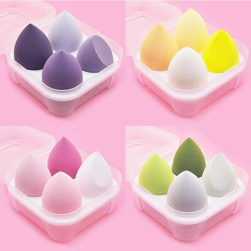 4/16 Pc Make-Up Spons Poederdons Droog En Nat Gecombineerd Schoonheid Cosmetische Bal Foundation Poederdons Bevel Cut make Up Spons Gereedschap