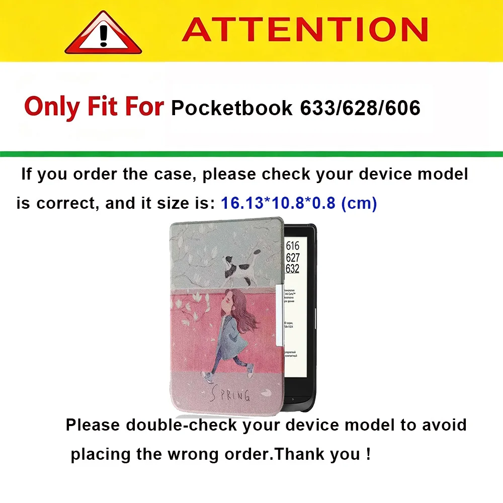 Case for Pocketbook 633/606/628 Color Basic 4 Touch Lux 5 Ereader Ebook Cover Protective Sleeve view 2