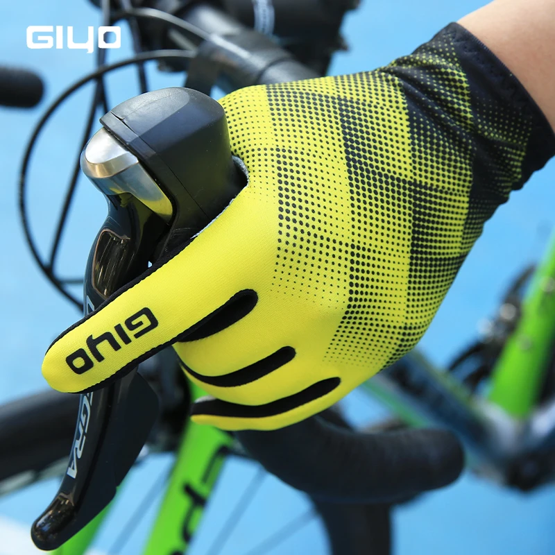 Giyo Autumn/Winter Long Gloves Velvet Thermal MTB Road Bike Full Finger Cycling Gloves Outdoor Sports Mittens Windproof