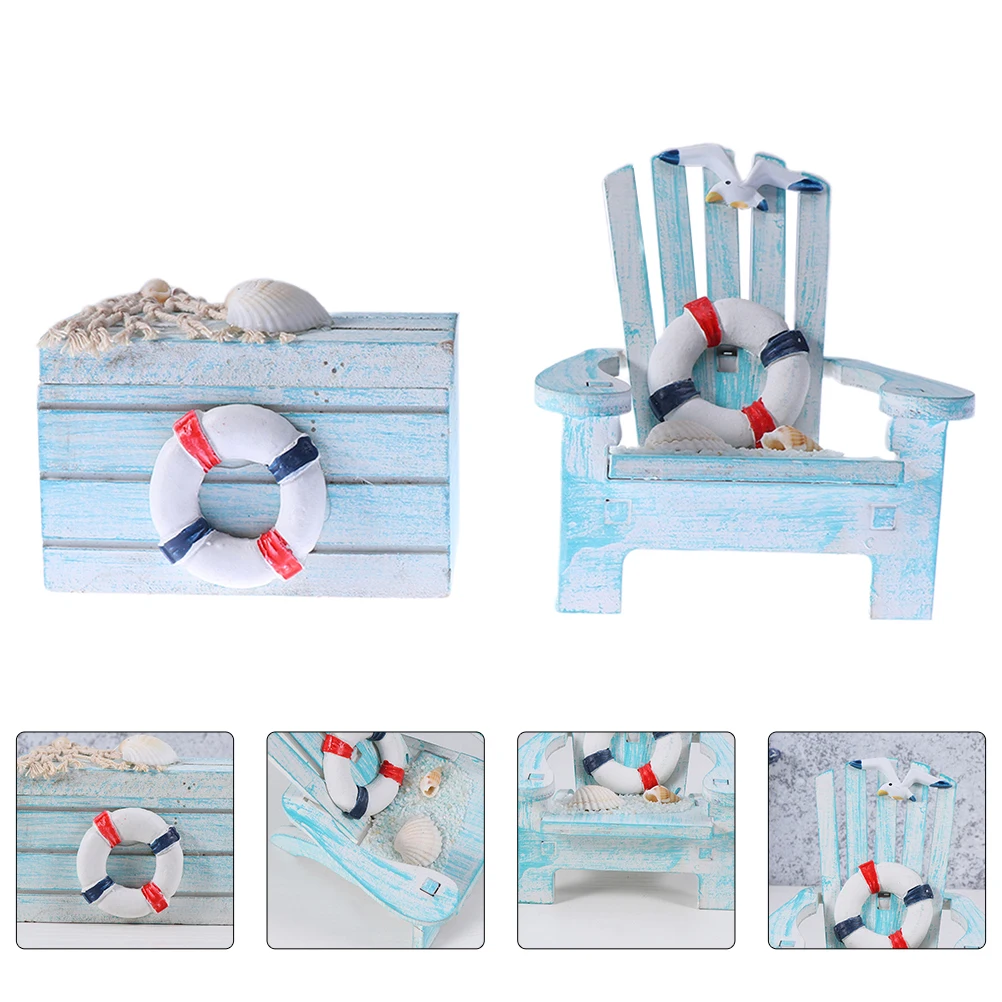 2 szt. Krzesło plażowe rękodzieło drewniane krzesło ozdoba dekoracja na biurko ozdoba letnia mini meble wystrój domu naturalne drewno miniaturowe