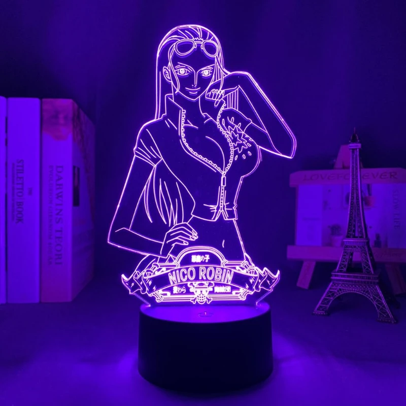 

Акриловая LED-подставка с фигуркой Нико Робин из аниме One Piece, разноцветный ночник для спальни, настольное украшение, подарок
