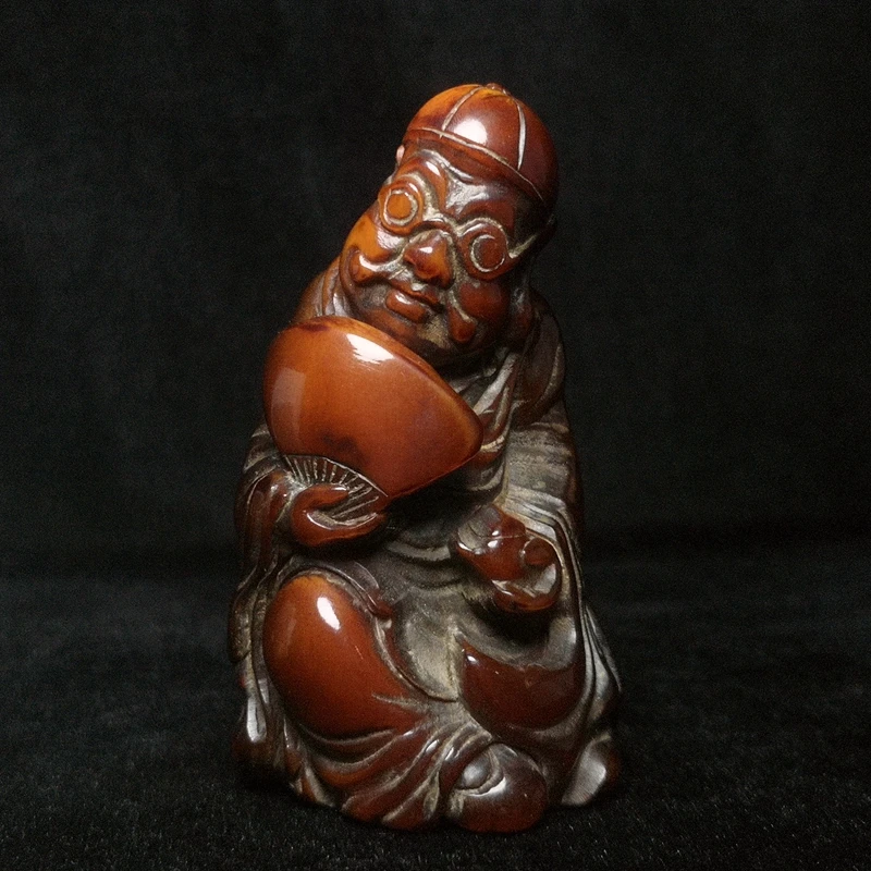 Old Chinese Tibet Hand Carving Rich man Statue Ancient wonderful Gift Collection H 7.2 CM