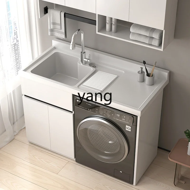 YJQ honeycomb aluminum washing machine integrated laundry cabinet laundry pool basin significant other with rubbing board