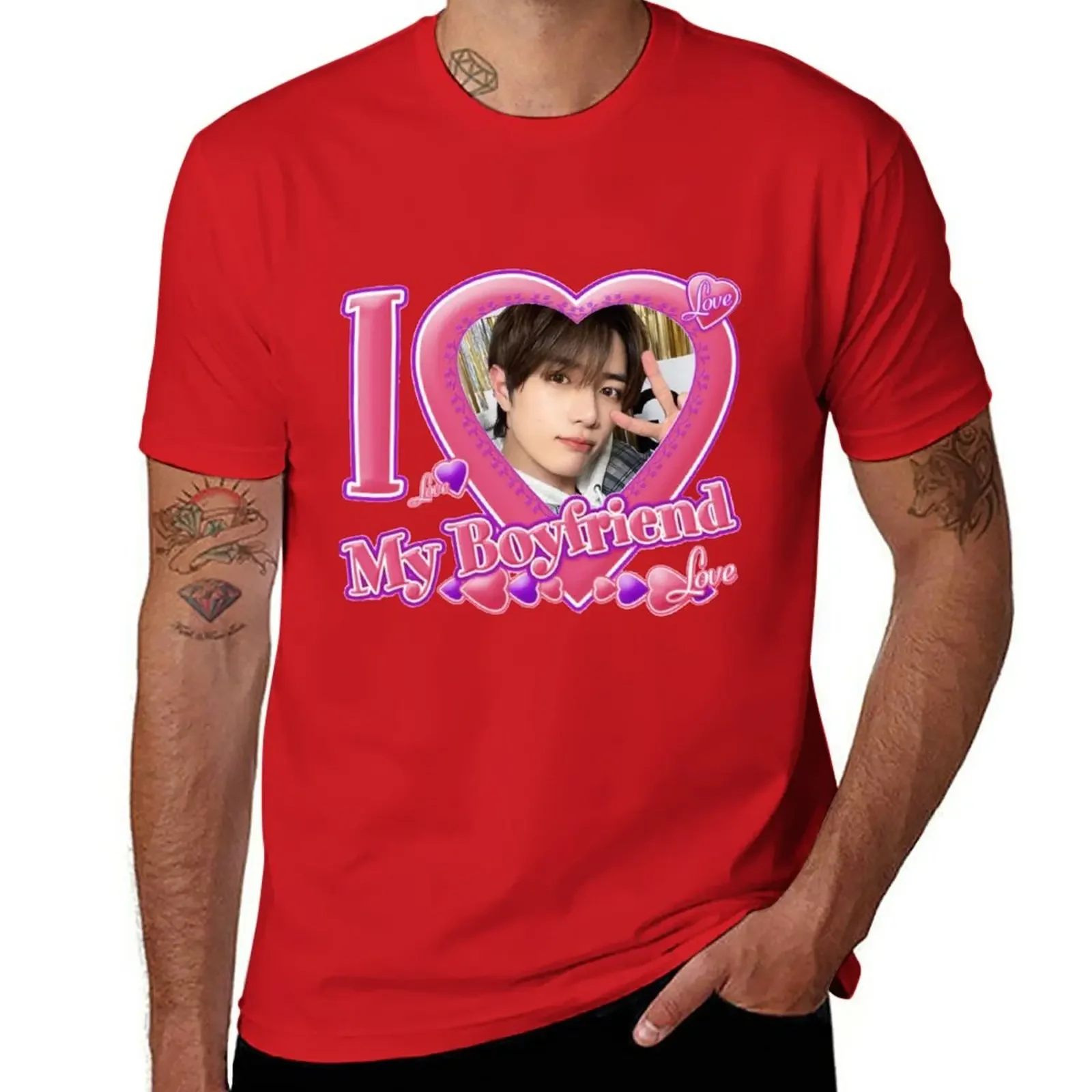 New Beomgyu TXT I love my boyfriend T-Shirt kawaii clothes tops graphics t shirt mens clothing 2024 heavyweight new arrival hot