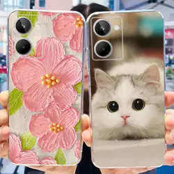 Cute Flower Cat Painted Case For Realme 10 / Realme 10 Pro / Realme 10 Pro+ Soft Silicone TPU Cover For Realme10 4G 10Pro Plus
