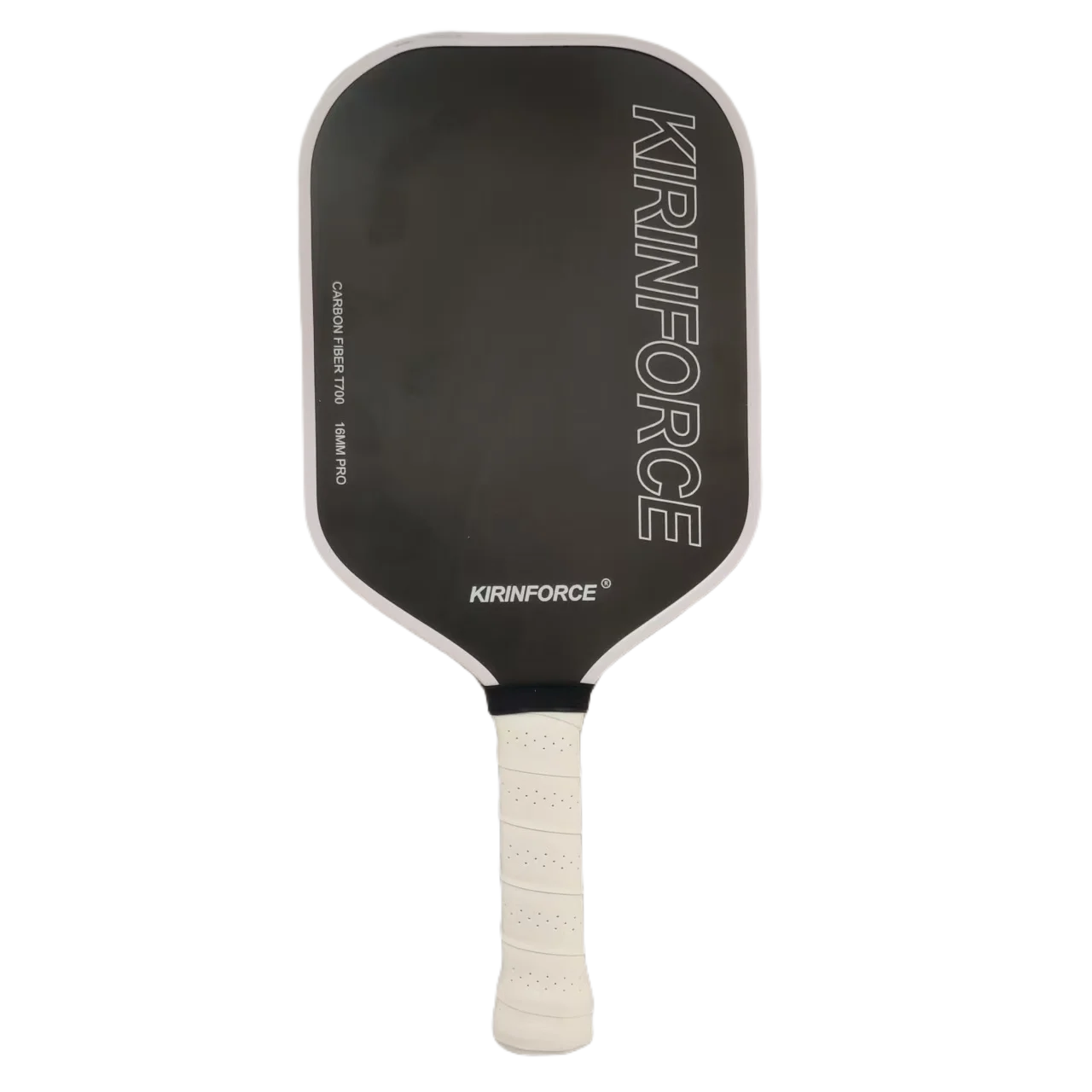 KIRINFORCE Matte Black Pickleball Paddle T700 Carbon Fiber 16mm Cold Press Vented Grip Precision Performance Sweet Spot