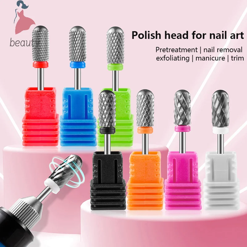 Polishing Manicure Tungsten Steel Grinding Head Single Cylindrical Bald Type Polishing Drill Polishing Manicure Tools