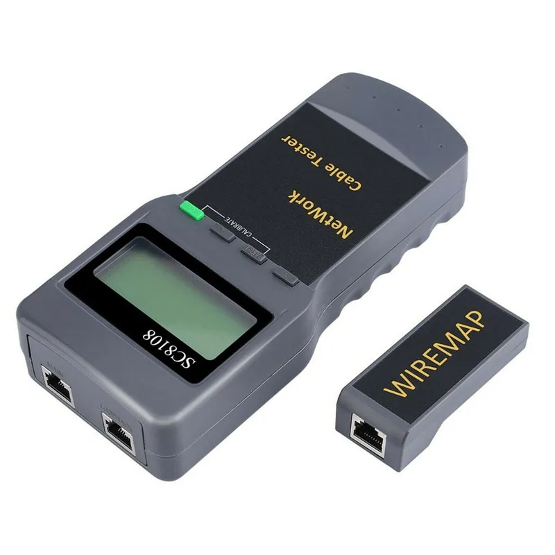 Testeur de câble de réseau de téléphone portable professionnel SC8108, testeur de longueur de mètre, écran LCD numérique sans fil, données PC, CAT5, RJ45, LAN