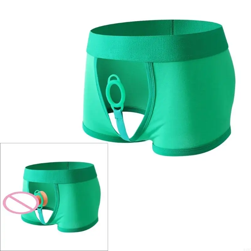 

Men Shorts with Silicone Rings Comfortable Underwear Pants Strap on Strapless Harness Boxers Briefs for Men Women