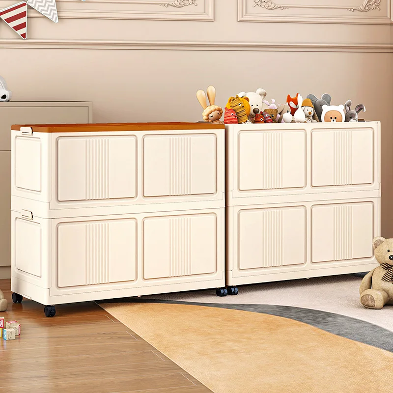 

Складная корзина для игрушек, подвижное хранилище на колесиках, большая вместимость, экономия места, сверхпрочная для учебы/спальни, 3 цвета, 2 размера, органайзер для игрушек