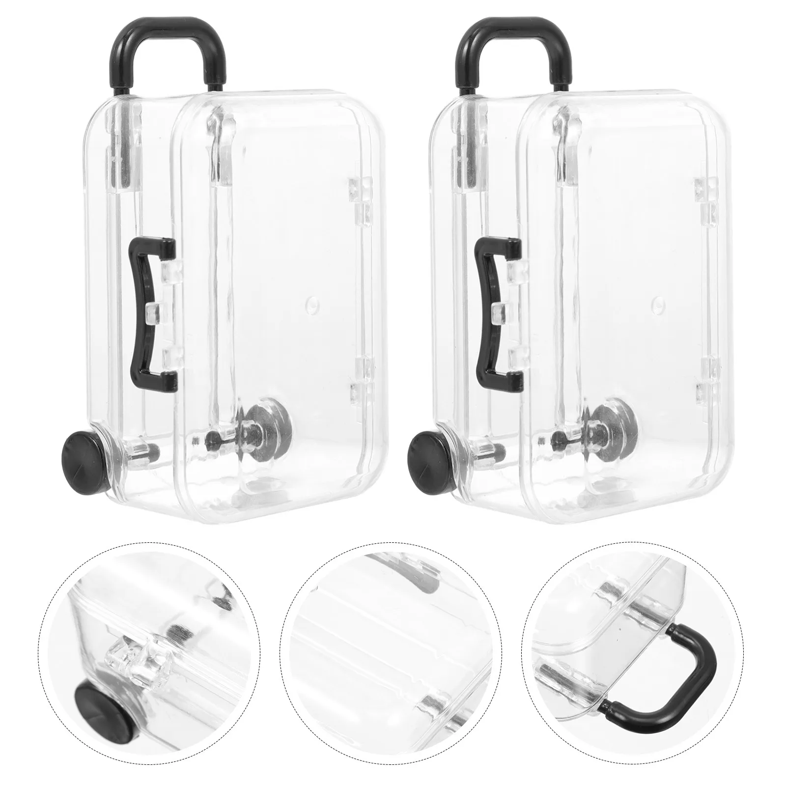 

2Pcs Jewelry Storage Box Plastic Creative Suitcase Design Large Capacity Jewelry Holder Decorative Storage Case Home Organizer