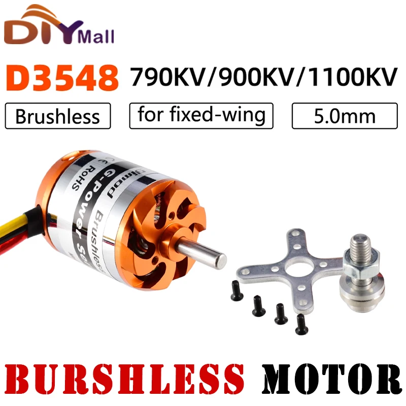

9imod D3548 Бесщеточный двигатель Outrunner 790KV/900KV/1100KV Вал 5,0 мм для радиоуправляемых мультикоптеров, самолетов 2-5S LiPo