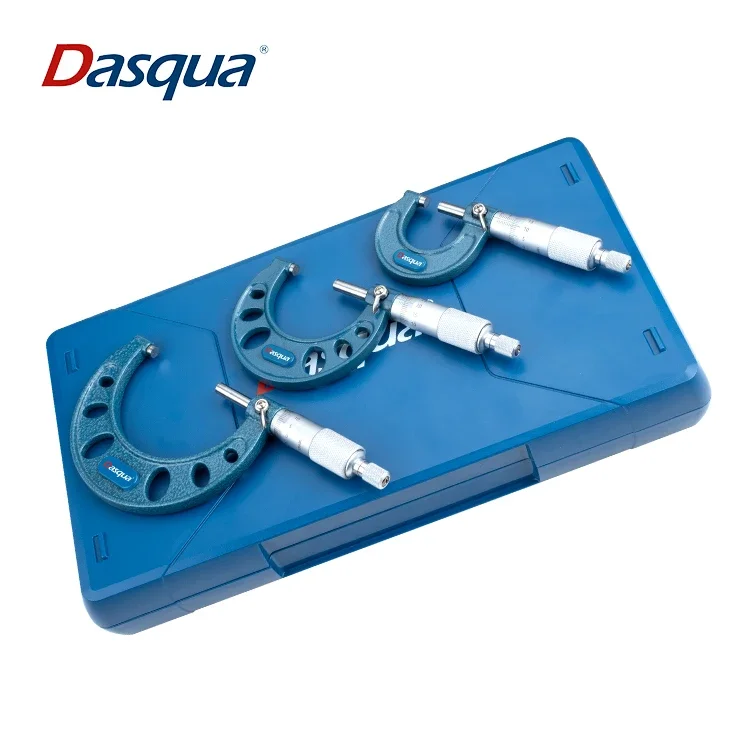 Dasqua Premium 0-75mm 3Pcs Outside Micrometer Set Round Frame Precision Machinist Tool