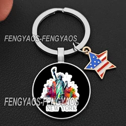I Love New York Keychain Statue of Liberty Key Ring St Louis America Purse Bag Key Holder