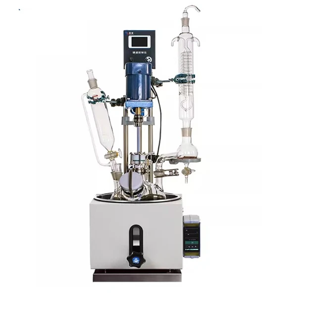

2025 новый лабораторный однослойный стеклянный реактор цельный тип электрическая нагревательная мешалка чайник для перегонки 1 л/2 л/3 л/5 л