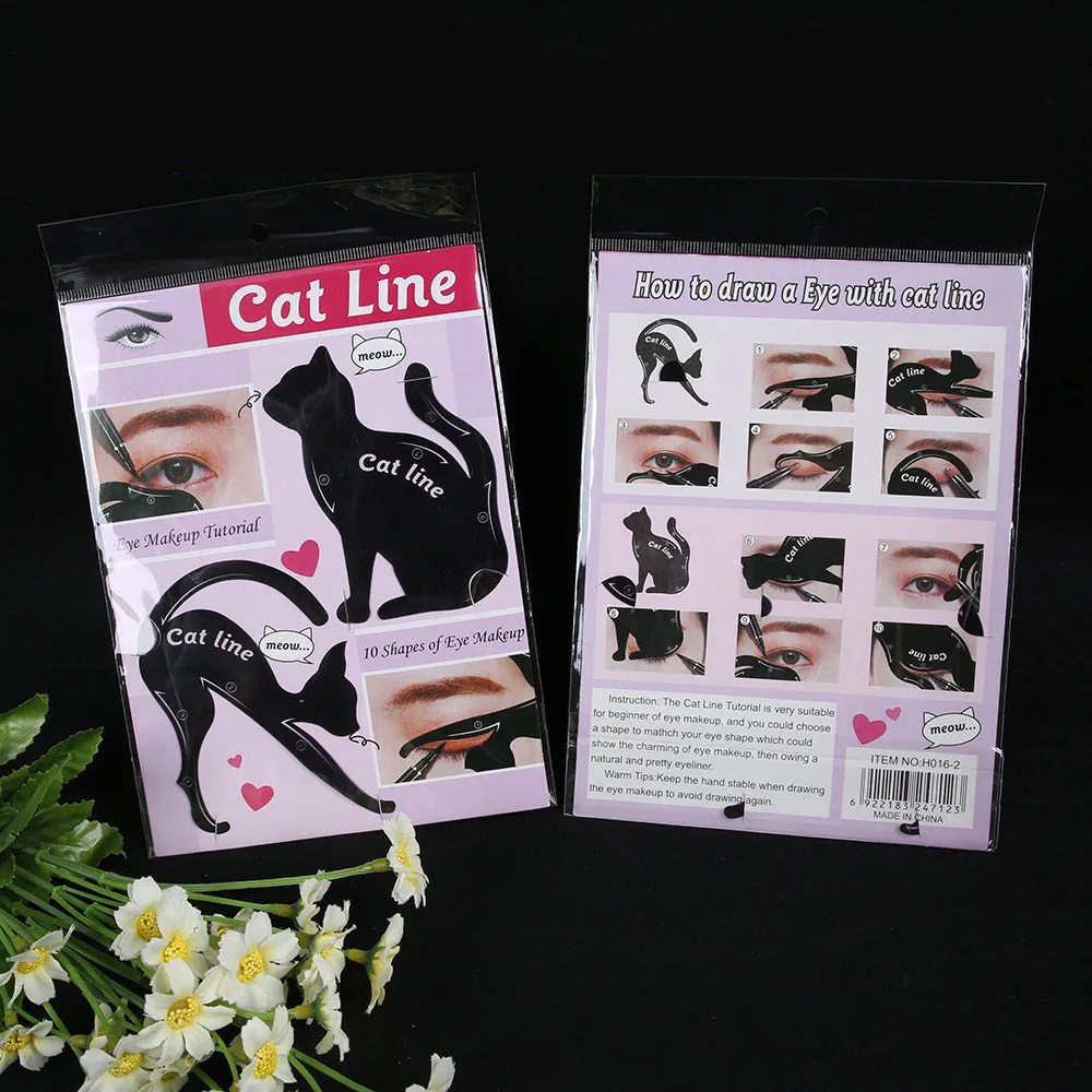 Sdotter 2Pcs Eye Liner Makeup Cat Eye Eyeliner Stencil New Design Eyeliner Stencil Models Eyebrow Eyes Liner Template Shaper Too