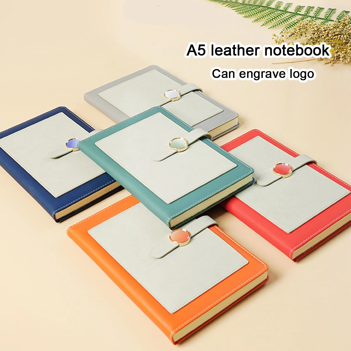 (Can engrave logo) A5 Leather Notepad, Buckle Diary, Business Notebook, Travel Log, Meeting Notebook, Excerpt Book