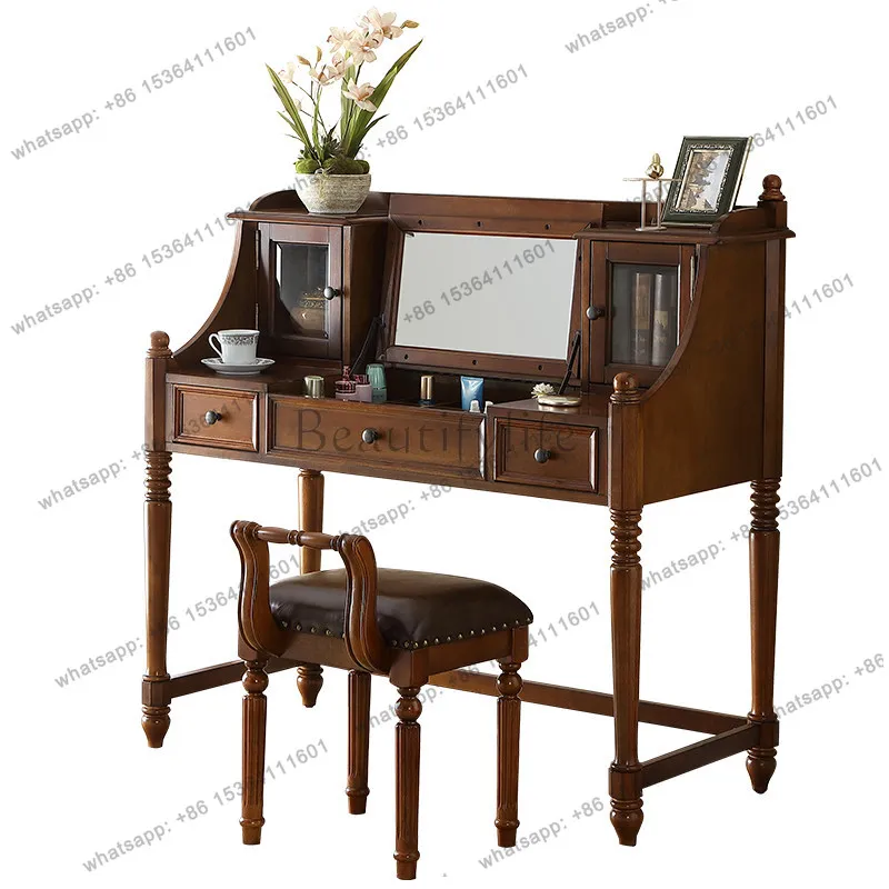 American solid wood bedroom multi-functional clamshell simple dressing table modern dressing table