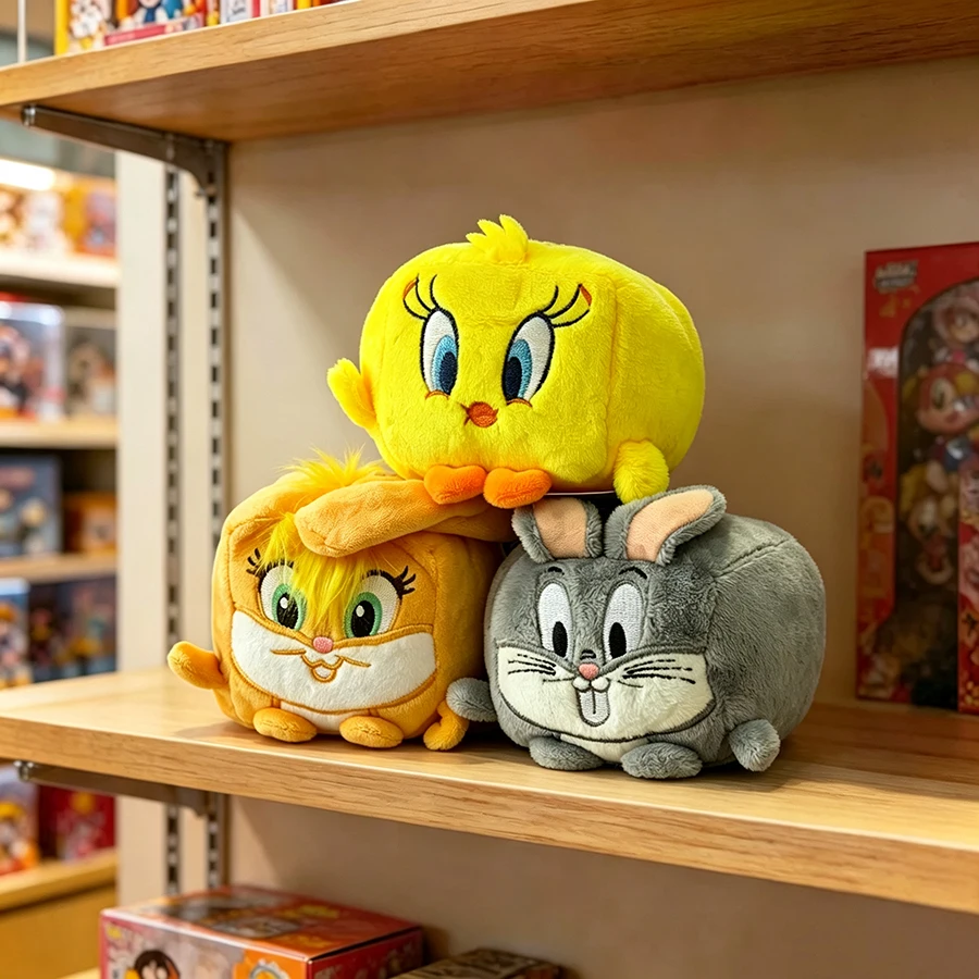 Looney Tunes 7cm Quadratische Plüschpuppe Schlüsselanhänger Taschenanhänger - Bugs Bunny Tweety Bird Lola Bunny Stofftier Geschenk für Kinder