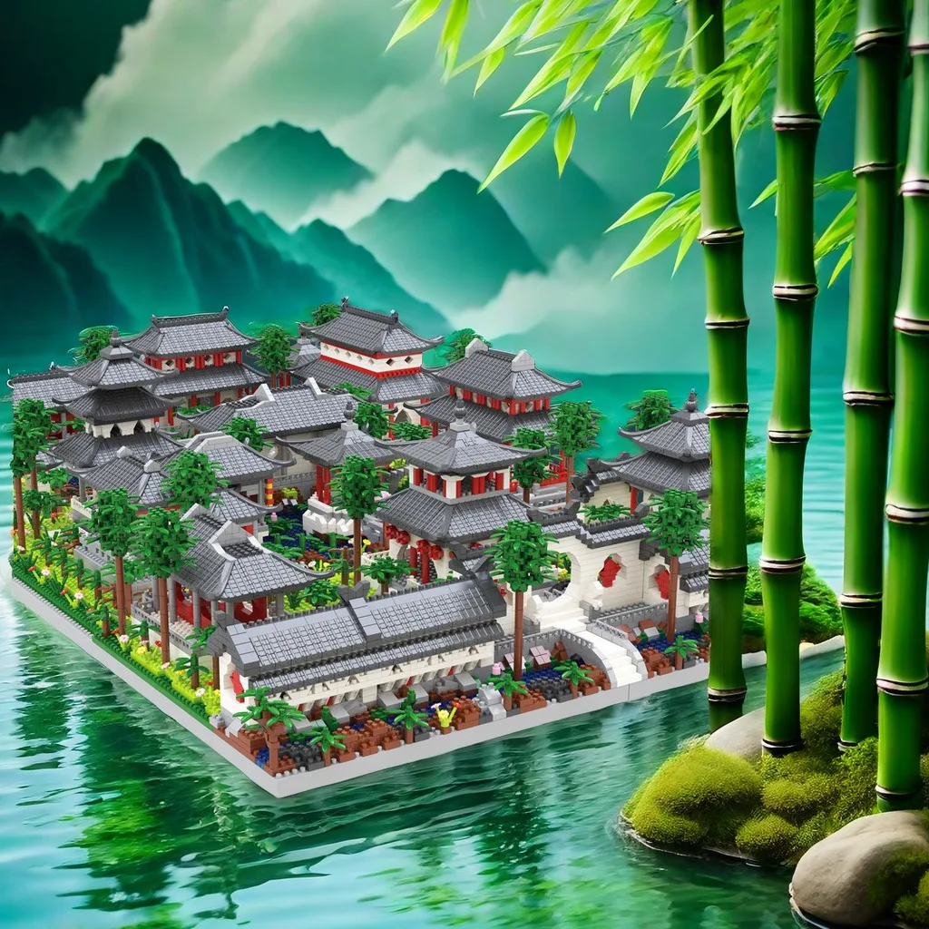 

Садовый пазл Suzhou для взрослых, сборка, маленькие гранулированные строительные блоки, китайская шикарная игрушка, декоративная модель, оптовая продажа