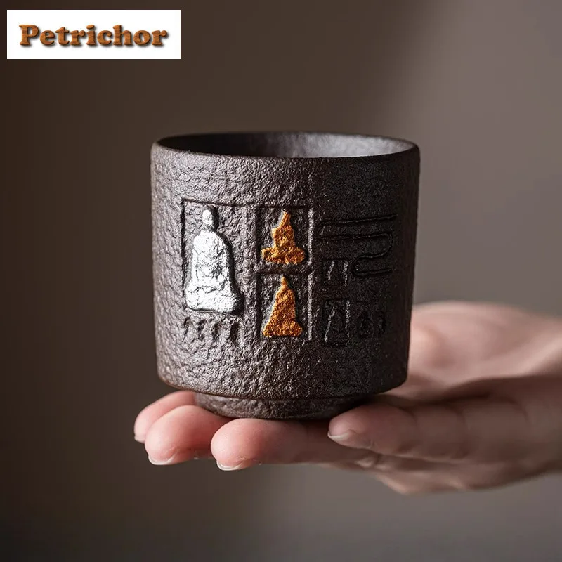 

100 мл Old Rock Clay Dunhuang Phaseless Teacup Ретро Чайная чаша Кувшин для воды Чайная дегустационная чашка для медитации Чашки Chazhan Master Посуда