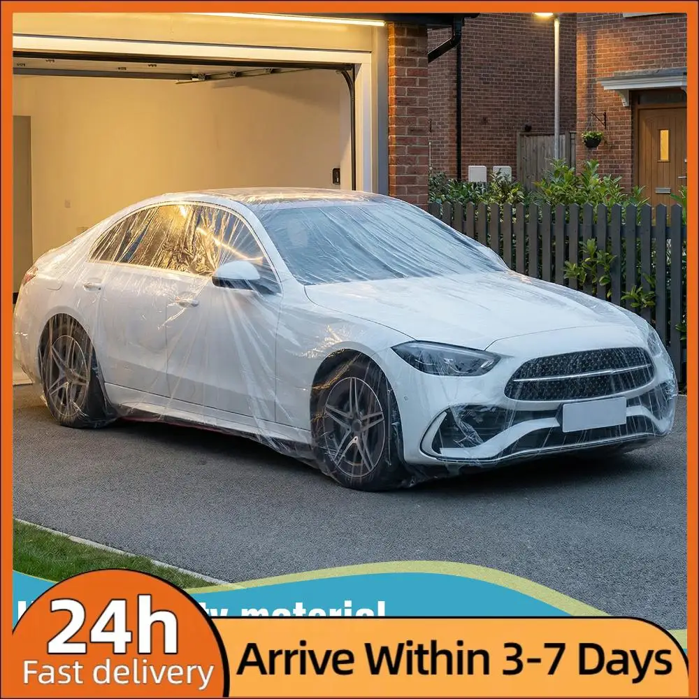 

50 упаковок одноразовых пластиковых чехлов для автомобилей от снега и пыли с эластичной лентой (12,5x21,6 футов) для внедорожников, седанов и других моделей