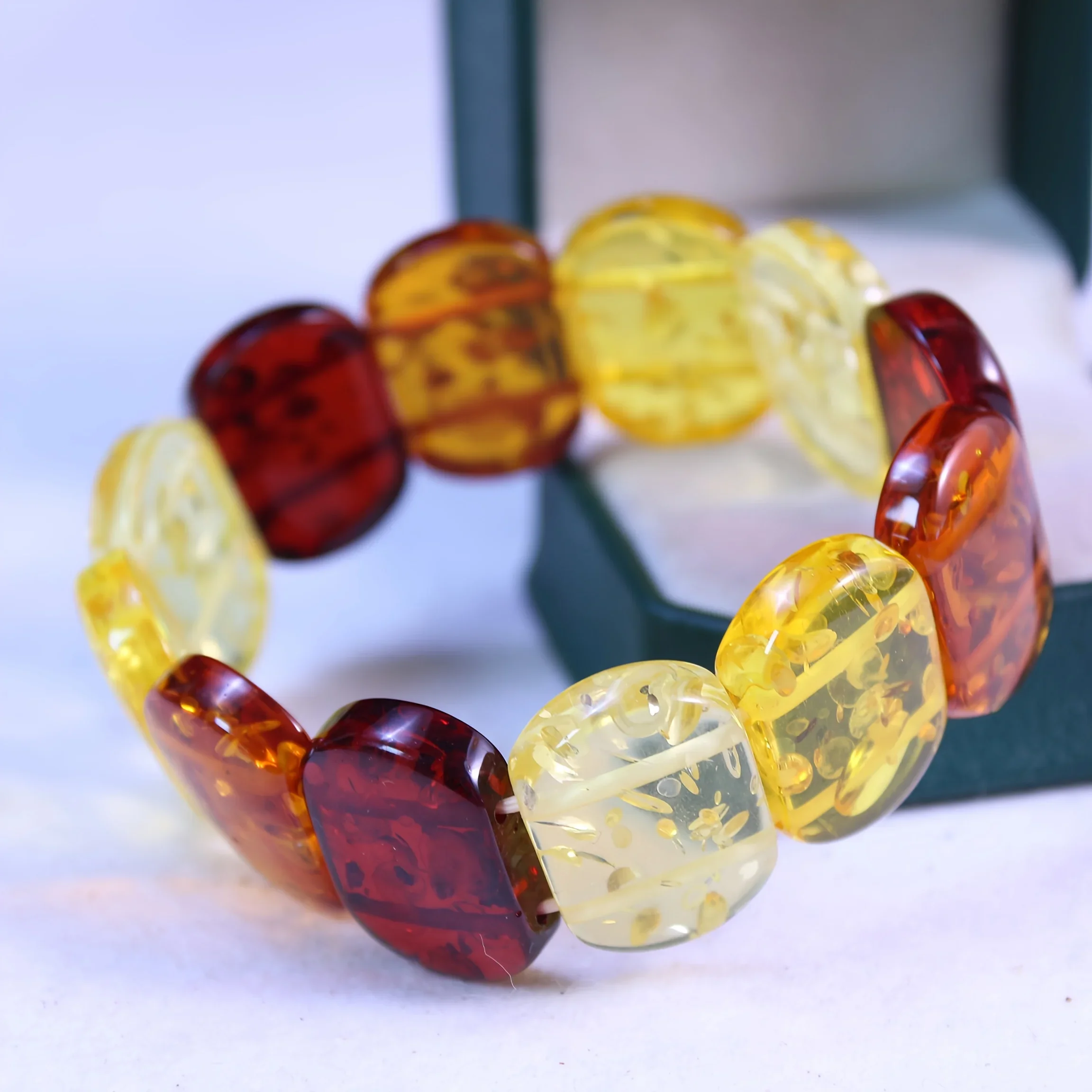 Flower hand row lucky handmade baltic amber beeswax women's bracelet fashion couple