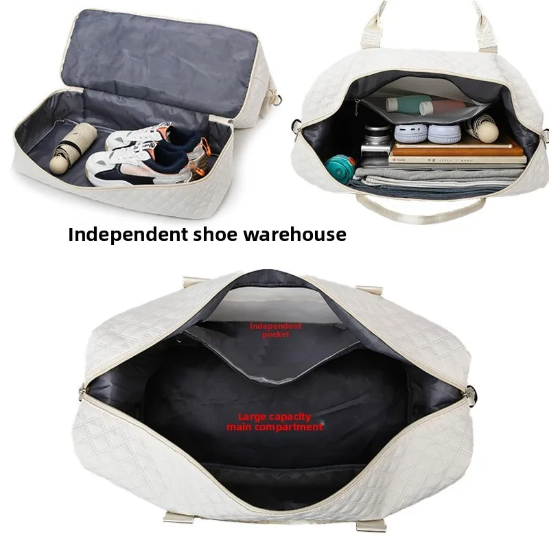 Diamond-Patterned Short-Distance Travel Bag, Large-Capacity Travel and Gym Bag, Sports Short-Distance Overnight Bag