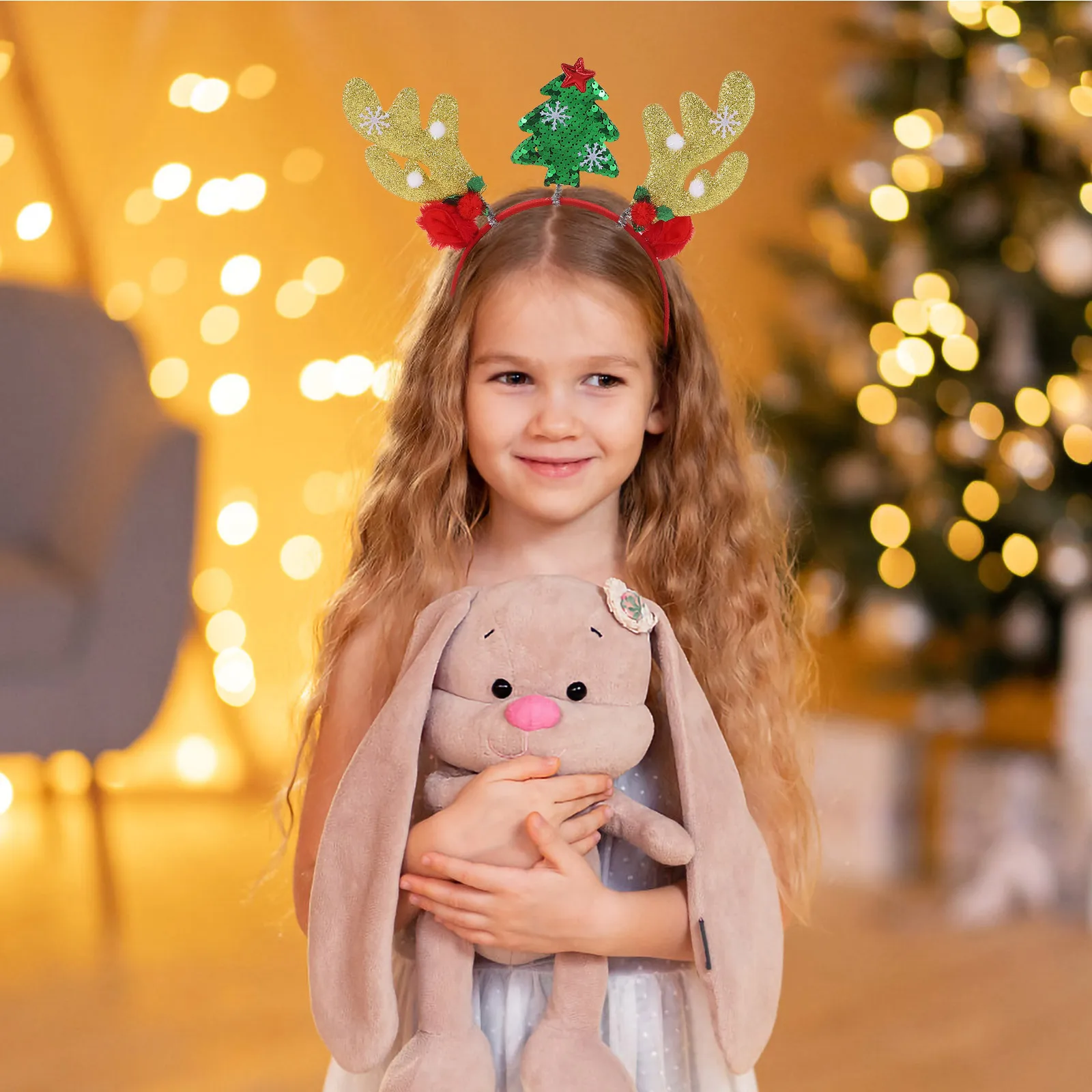 

2Pcs Reindeer Antlers Headband Kids Holiday Party Costume Realistic Deer Ears Hair Hoop Comfortable Fit Cute Deer Headband