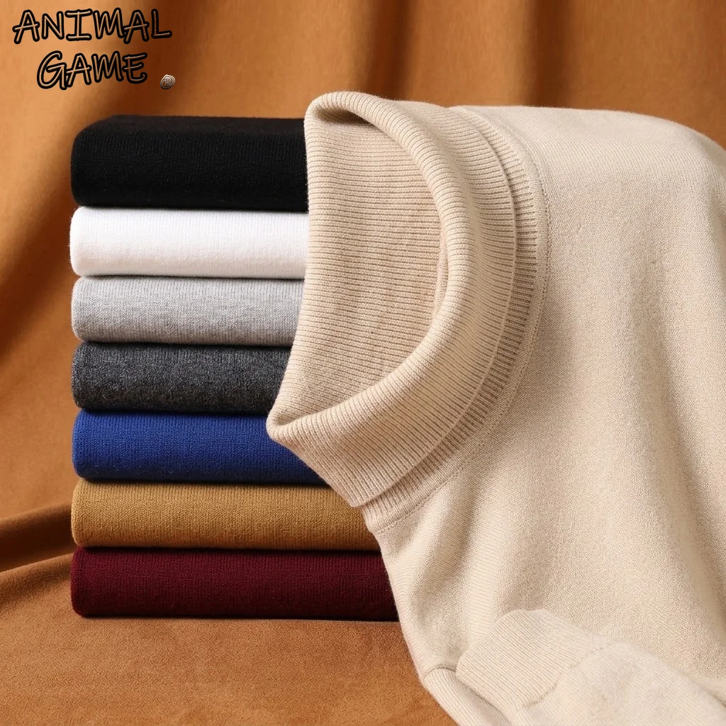 Men's Turtleneck Knitted Pullover Sweater Autumn Casual Slim Fit Warm Long Sleeve Classic Thermal Winter Clothes for Men Coats