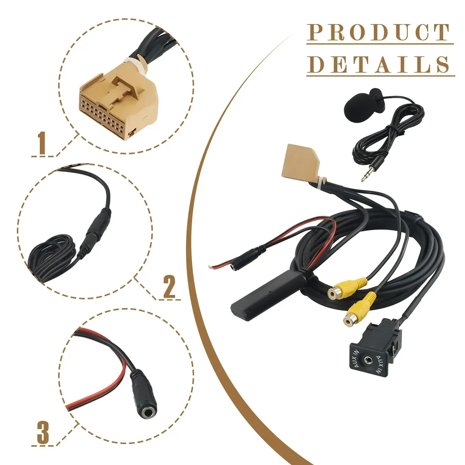 12V Bluetooth Compatible For MMI 2G Car AUX Cable Adapter Music Audio Mic For Q7 A6 A8 2006-2008 Music Wireless Cable